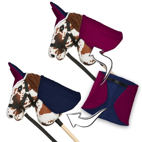 Zestaw Skippi - Hobby Horse Gniado - srokaty - Derka fuksja i granat Skippi