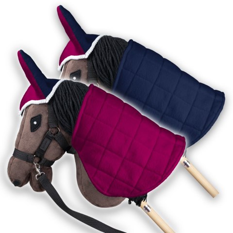 Zestaw Skippi - Hobby Horse Gniady - Derka i nauszniki - fuksja i granat Skippi