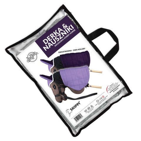 Zestaw Skippi - Hobby Horse Karo - srokaty - Derka wrzos - Kantar błękitny Skippi