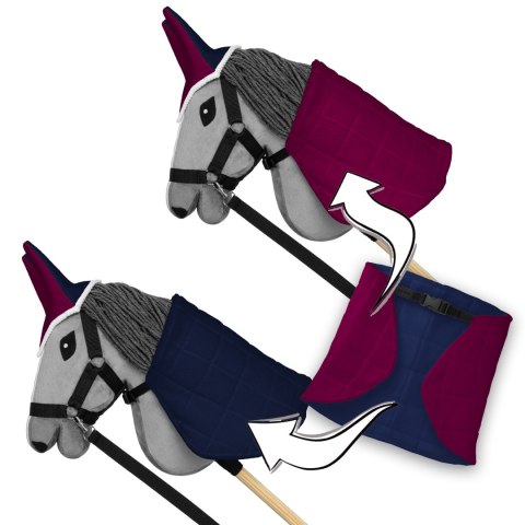 Zestaw Skippi - Hobby Horse Szary - Derka fuksja i granat - Kantar lawenda Skippi