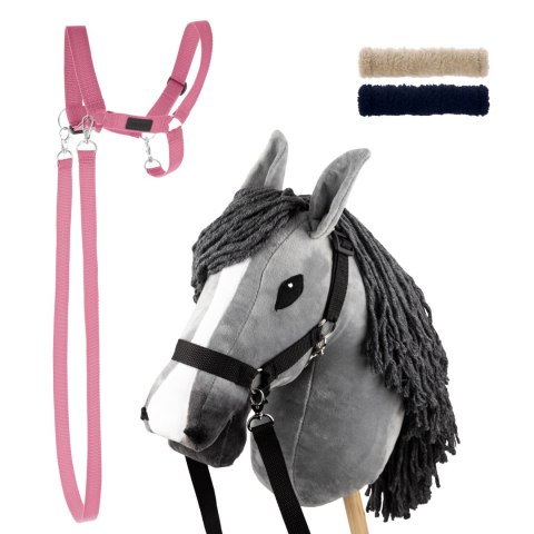 Zestaw Skippi - Hobby Horse Szary i dodatkowy Kantar - różowy Skippi