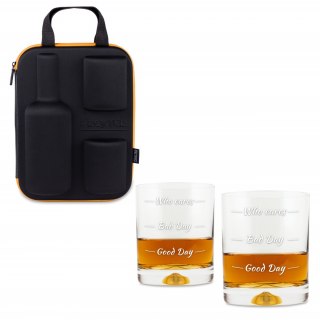 Etui na butelkę ze szklankami do whisky Who cares Froster