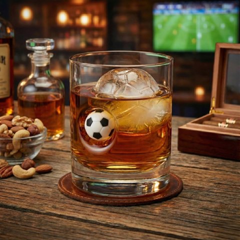 Szklanka do whisky z piłką i podkładka piłka Froster