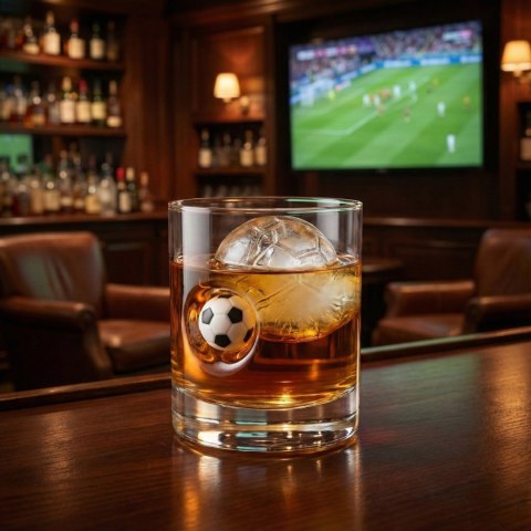Zestaw Kibica - szklanka do whisky z piłką i forma do lodu piłki Froster