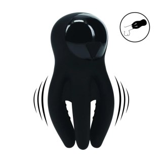 Digital Vibrating Silicone Penis Head Stimulator with Tentacles - Black Levelz by Shots