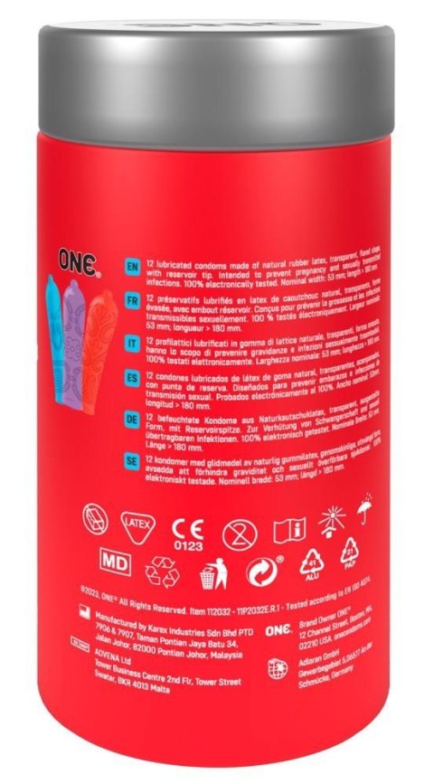 Prezerwatywy ONE Tattoo Touch teksturowane 12 sztuk ONE