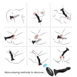 Dildo realistyczne Optimus Black silikonowe z pilotem 18 5 cm B - Series Joy