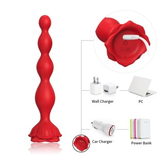 Wibrujący korek analny Rosestick czerwony USB 9 funkcji 10 cm B - Series Joy