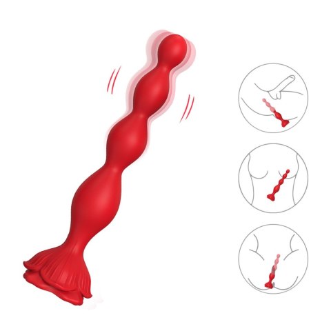 Wibrujący korek analny Rosestick czerwony USB 9 funkcji 10 cm B - Series Joy