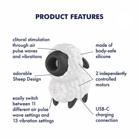 Stymulator łechtaczki Satisfyer Dreamy Sheep USB 9 cm Satisfyer