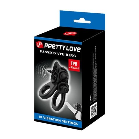 Pierścień wibrujący Pretty Love Passionate Ring 10 funkcji czarny Pretty Love