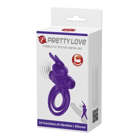 Pierścień wibrujący Pretty Love fioletowy 10 funkcji Pretty Love