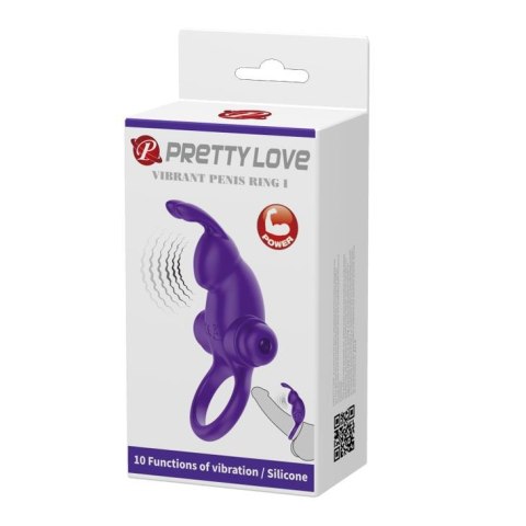 Pierścień wibrujący Pretty Love silikonowy fioletowy 10 funkcji Pretty Love