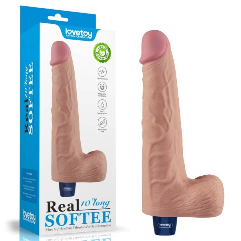 10" REAL SOFTEE Rechargeable TPE Vibrating Dildo(Flesh) Lovetoy