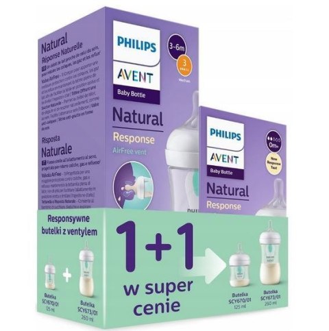 SCY670/01 + SCY673/01 BUTELKA RESPONSYWNA NATURAL Z WENTYLEM AIR FREE 260ML