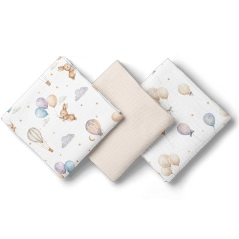 3008 PIELUSZKI MUŚLINOWE 70X70 3-PACK BEŻ BL300