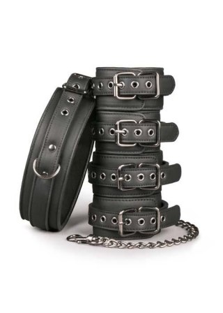 Kajdanki-Fetish set with collar, ankle- and wrist cuffs Easytoys
