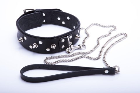Wiązania-WHIPS obroża męska z ćwiekami i smyczą Whips Collection