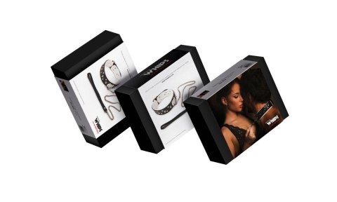 Wiązania - Obroża męska ze smyczą, biała Whips Collection