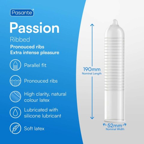 Pasante Ribbed/Passion Condoms 3 pcs Pasante