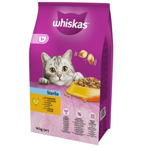 WHISKAS Karma Sucha Dla Kota Po Sterylizacji 1+ Sterile Z Kurczakiem 14kg Whiskas