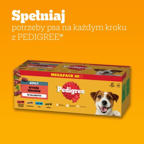 Pedigree Mokra Karma Dla Dorosłych Psów W Galaretce Mix Smaków (Z Wołowiną, Z Kurczakiem, Z Jagnięciną, Z Drobiem) 40x100g Pedigree