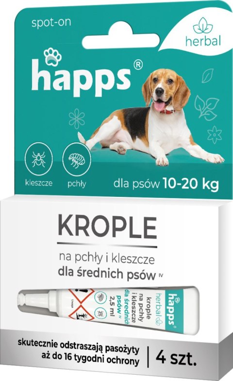 Bros Happs Herbal Krople Na Pchły I Kleszcze Dla Średnich Psów 4 Tubki Bros Sp z o.o.
