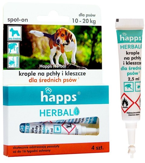 Bros Happs Herbal Krople Na Pchły I Kleszcze Dla Średnich Psów 4 Tubki Bros Sp z o.o.