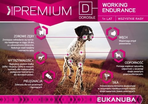 Eukanuba Dog Dry Premium Working & Endurance Chicken Bag 15kg Eukanuba