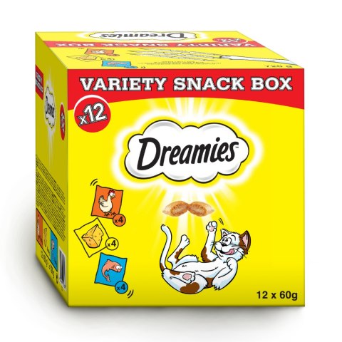 DREAMIES Variety Snack Box Karma Uzupełniająca Dla Kotów (Z Kurczakiem, Z Serem I O Smaku Łososia) - 720g Dreamies