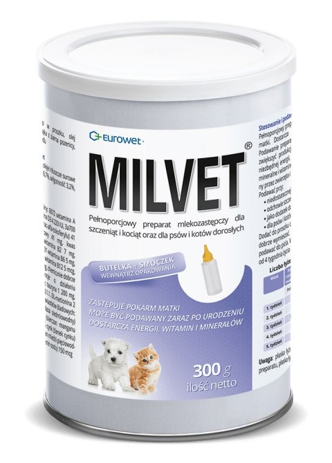 Eurowet Milvet Mleko Zastępcze Dla Szczeniąt I Kociąt 300g Eurowet