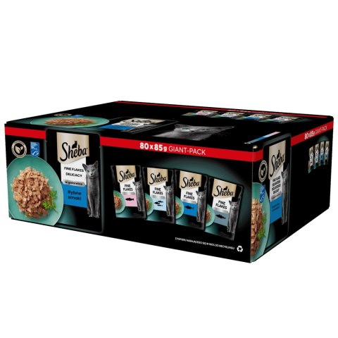 Sheba Delicacy Rybne Smaki W Galaretce, Z Łososiem, Z Białą Rybą, Z Tuńczykiem, Z Dorszem 80x85g Sheba