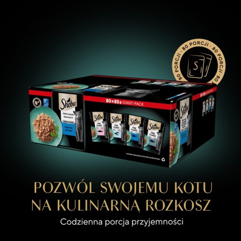 Sheba Delicacy Rybne Smaki W Galaretce, Z Łososiem, Z Białą Rybą, Z Tuńczykiem, Z Dorszem 80x85g Sheba