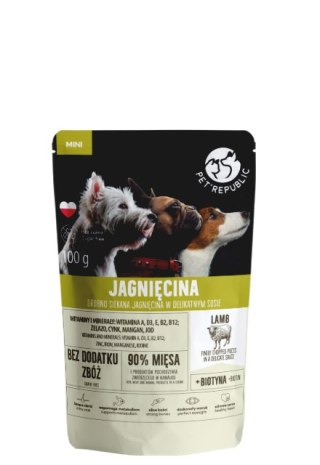 PetRepublic drobno siekane kawałki w delikatnym sosie - jagnięcina 100g dla psa Pet Republic