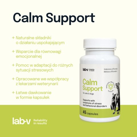 Lab-v Calm Support Wspomaganie Przy Objawach Stresu I Zaburzeniach Behawioralnych 45 Kapsułek LAB-V