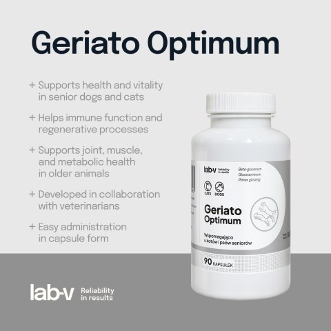 Lab-v Geriato Optimum Wspomaganie Zdrowia Seniorów Dla Psów I Kotów 90 Kapsułek LAB-V