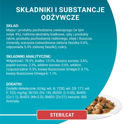 Purina One Sterilcat Karma Dla Kota Z Indykiem I Zieloną Fasolką 85g PURINA ONE