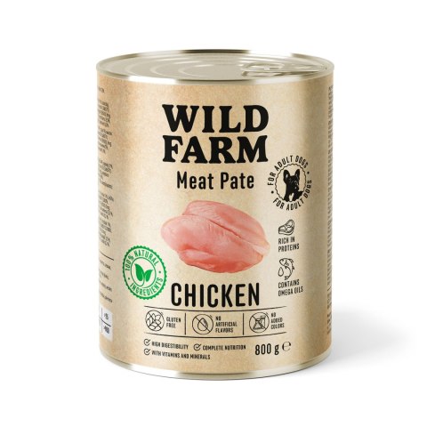 Wild Farm Pate Karma Mokra Dla Psa Z Kurczakiem Bezglutenowa 800g Wild Farm
