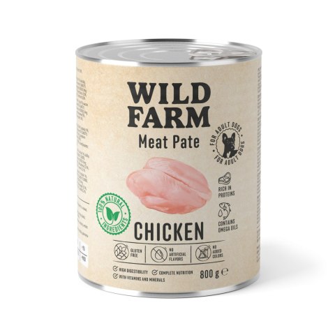 Wild Farm Pate Karma Mokra Dla Psa Z Kurczakiem Bezglutenowa 800g Wild Farm