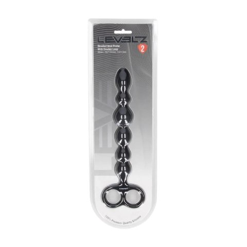 Beaded Silicone Anal Probe with Double Loop - Black Levelz by Shots
