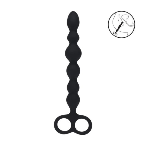 Beaded Silicone Anal Probe with Double Loop - Black Levelz by Shots