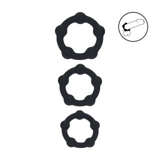 Beaded Silicone Cockring Set of 3 - S/M/L - Black Levelz by Shots