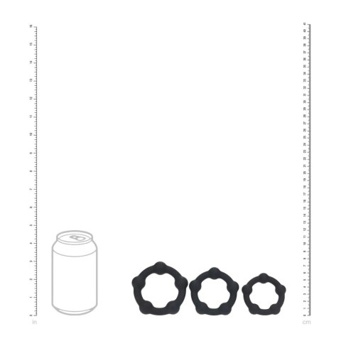 Beaded Silicone Cockring Set of 3 - S/M/L - Black Levelz by Shots