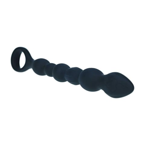 Beaded Snake Silicone Anal Probe with Loop - Black Levelz by Shots
