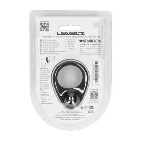 Liquid Silicone Single Weighted Ball Cockring - Black Levelz by Shots