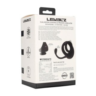 Dual Motor Silicone Cockring with Prostate Stimulator - Black Levelz by Shots