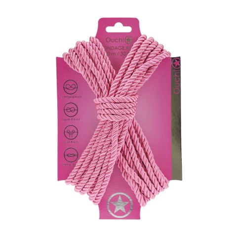 Polyester Bondage Rope - 32.8 ft / 10 m - Pink Ouch!