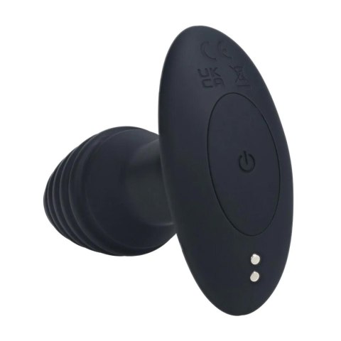 Vibrating and Rotating Ribbed Silicone Anal Plug - Black Levelz